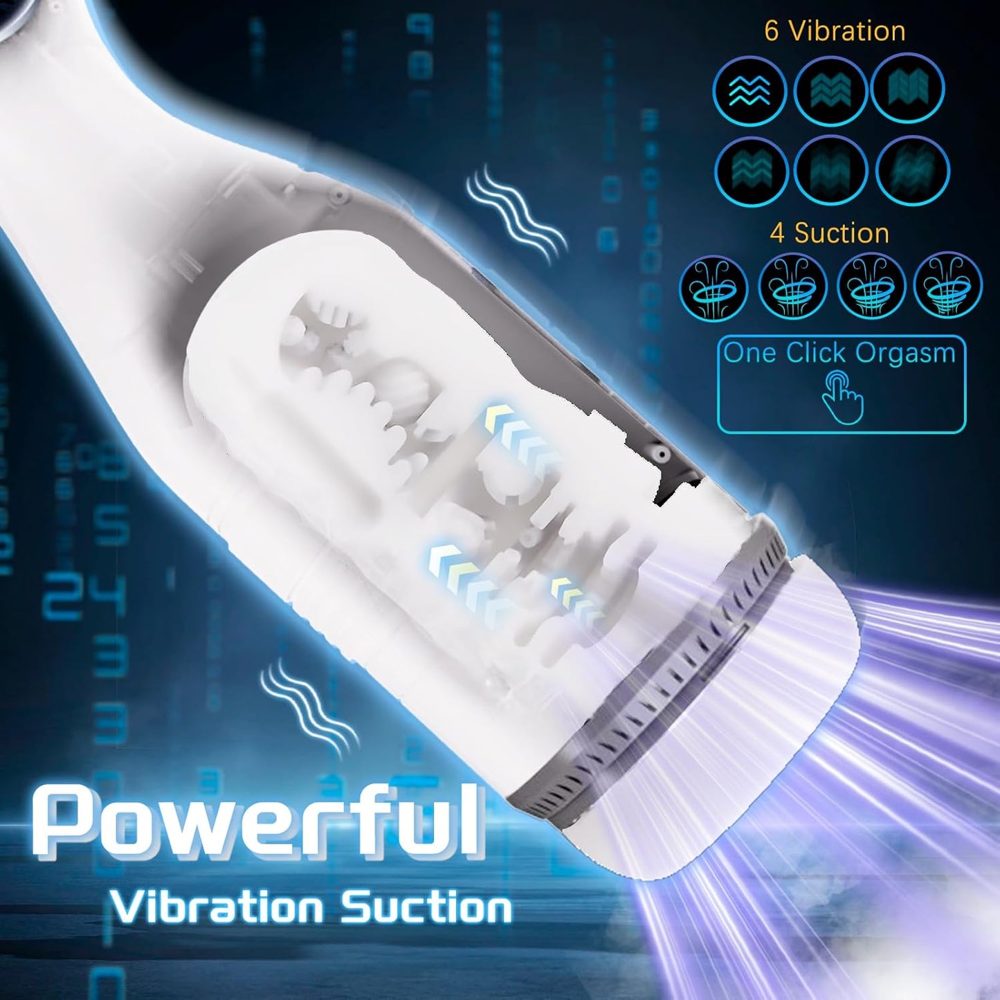 6 IN 1 Upgraded Automatic Masturbator Sex Machine with 6 Vibration & 4 Sucking Modes