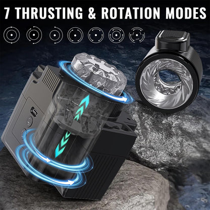 3 in 1 Mr.Camera-shaped Automatic Masturbator with 7 Thrusting & Rotating & Vibrating Modes