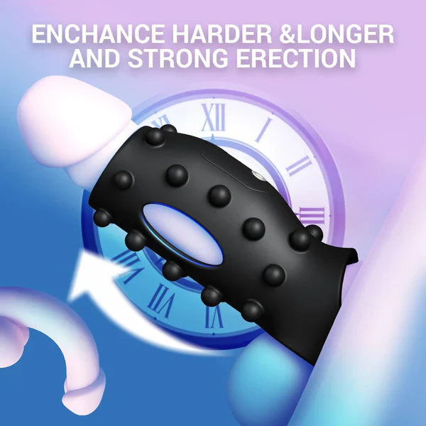 360° Soft Beads Rubbing Penis Trainer Cock Ring Stimulator with 10 Vibration Modes