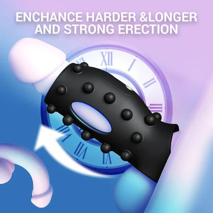 360° Soft Beads Rubbing Penis Trainer Cock Ring Stimulator with 10 Vibration Modes