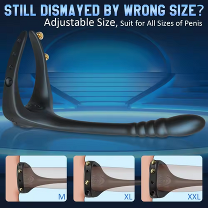 3 IN 1 Adjustable Penis Ring Anal Vibrator Prostate Massager with 10 Vibration Modes