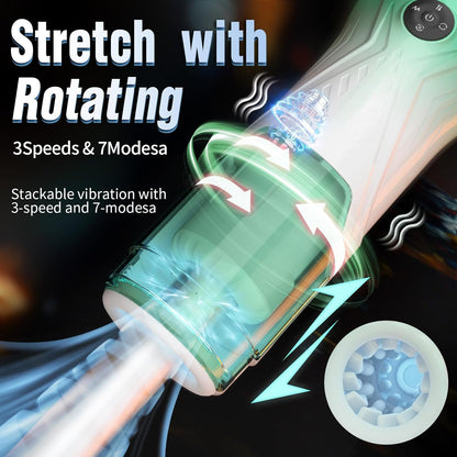 LCD Display Automatic Masturbator Stroker Blowjob with 7 Thrusting & 7 Rotation Modes