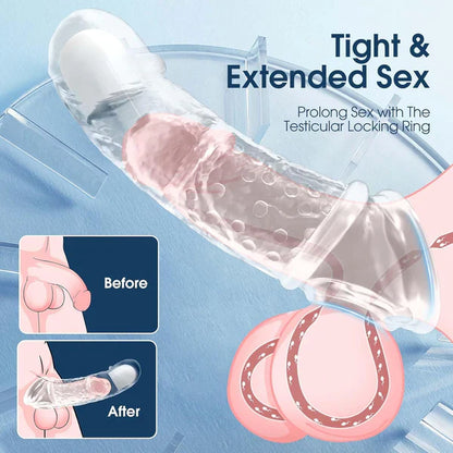 4 IN 1 Multifunctional Penis Extender Sleeve Cock Ring with 10 Vibration Modes