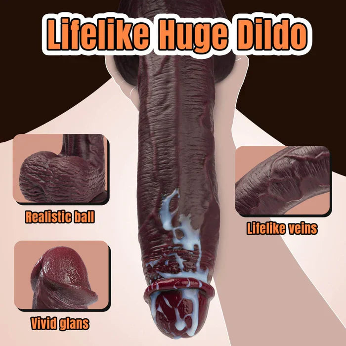 11 inch Lifelike Thick Silicone Huge Massive Black Dildo