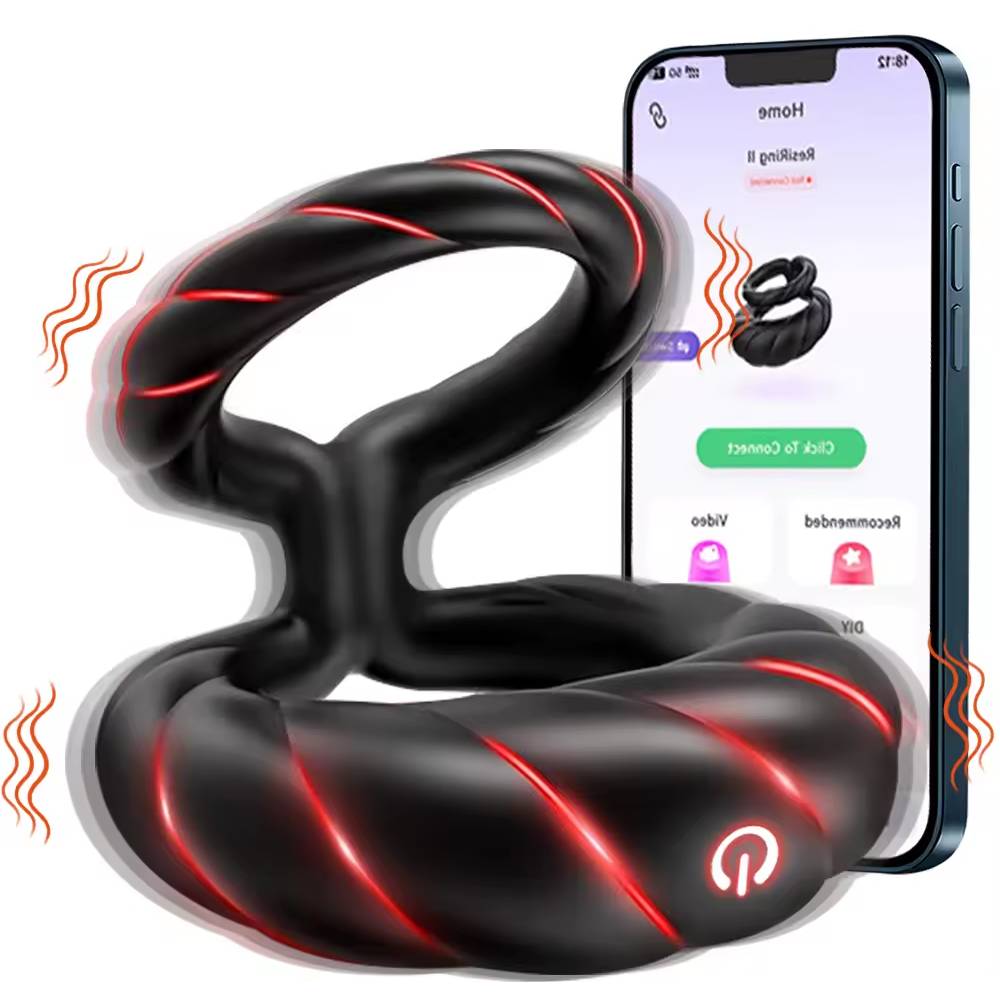 Electric Lock Penis Ring Vibrator Glans Stimulator with 10 Powerful Vibration Modes
