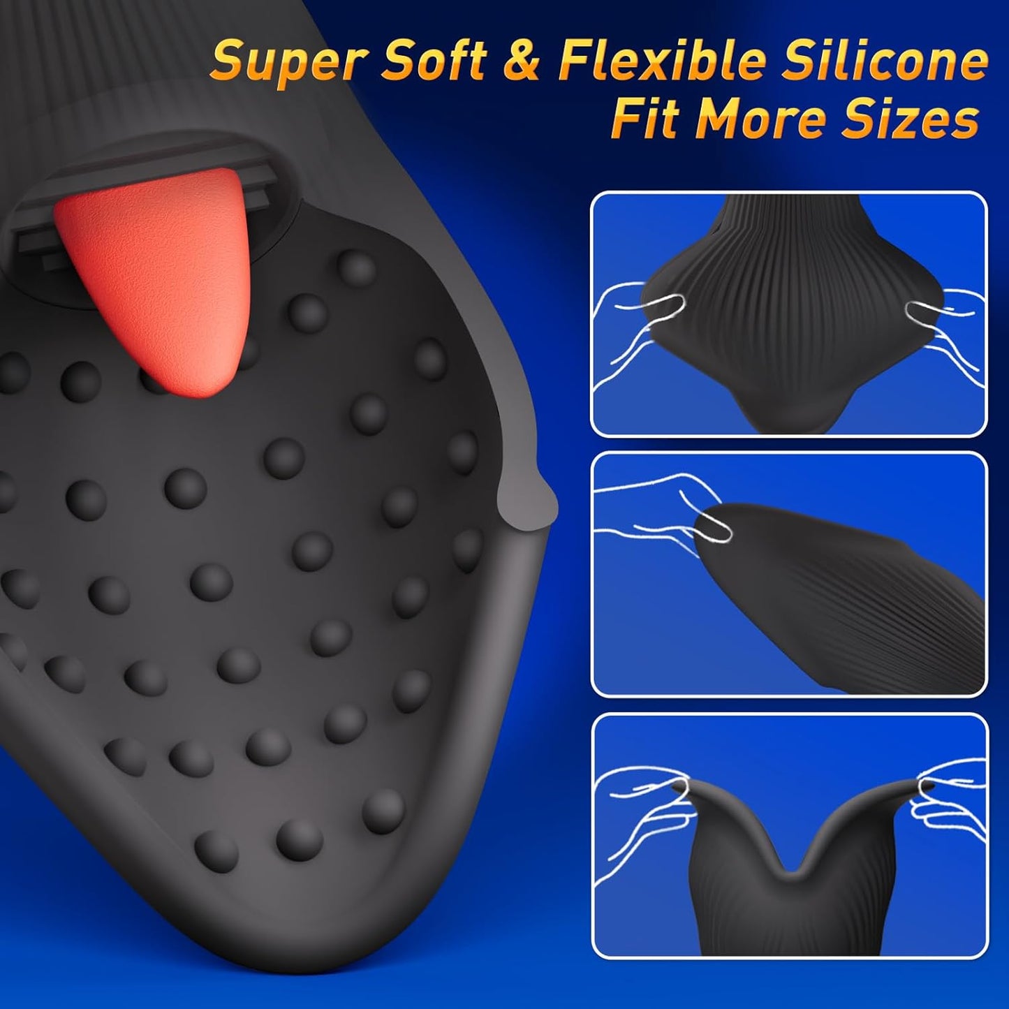 Electric Penis Trainer Vibrator Masturbator with 10 Vibrating & Tongue Teasing Modes