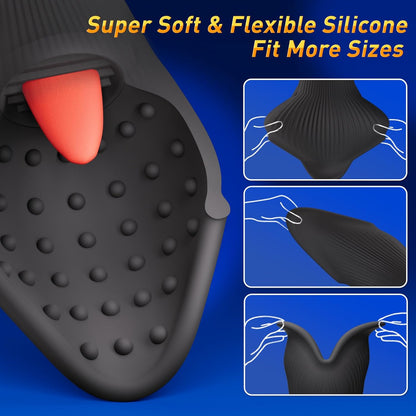 Electric Penis Trainer Vibrator Masturbator with 10 Vibrating & Tongue Teasing Modes