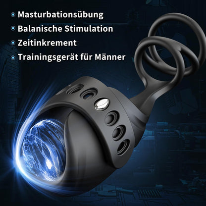 2 IN 1 Penis Trainer Vibrator Cock Ring Stimulator Masturbator with 10 Vibration Modes
