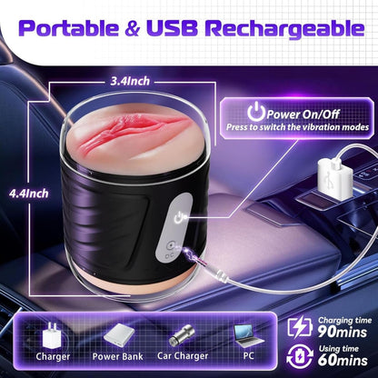 2 IN 1 Electric Realistic Mastuabor Penis Trainer Massager with 10 Vibration Modes