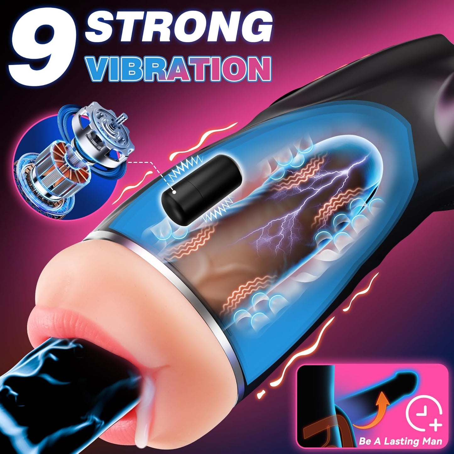 Automatic Masturbator Stroker Blowjob Sex Machine with 9 Sucking & 9 Vibrating Modes
