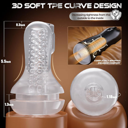 LCD Control Automatic Masturbator Penis Pump Stroker with 7 Vibrating & 7 Sucking Modes