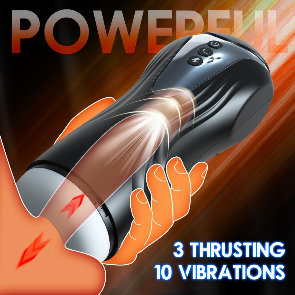 Deep Throat Automatic Masturbator Cup Stroker with 3 Thrusting & 10 Vibration