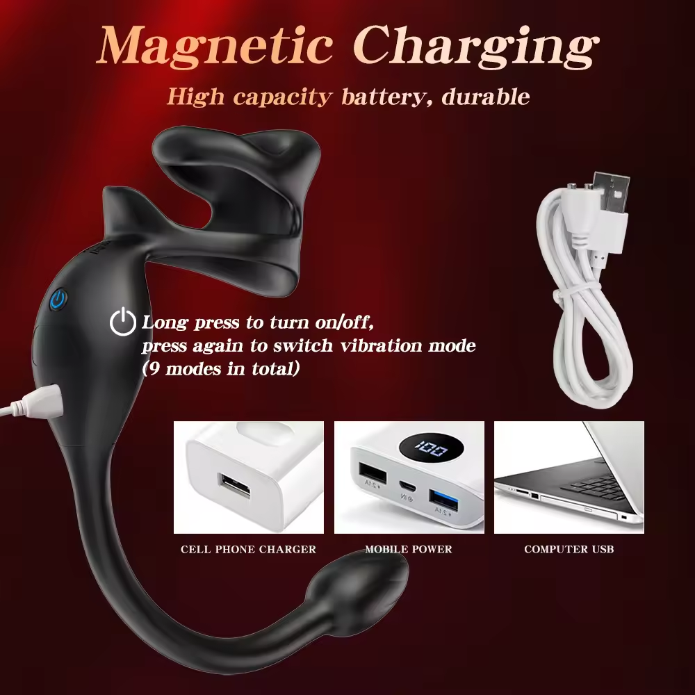 Penis Vibrator Prostate Massager Vibrating Cock Ring with 9 Vibration Modes