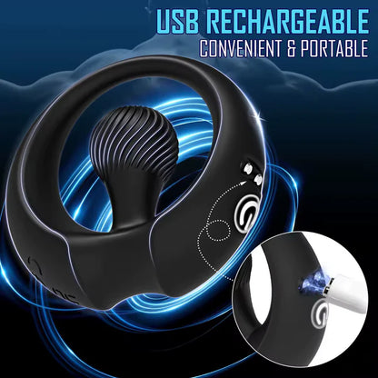 360° Flexible Ball Penis Trainer Cockring Stimulator Masturbators with 9 Vibration Modes
