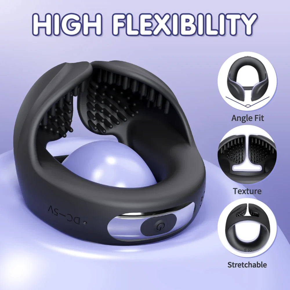 Penis Trainer Vibrator Cock Ring Testicle Stimulator with 10 Vibration Modes