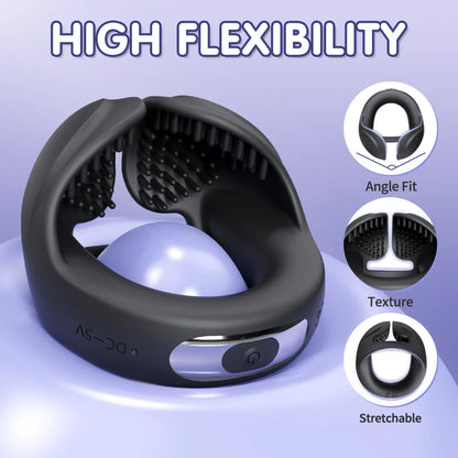 Penis Trainer Vibrator Cock Ring Testicle Stimulator with 10 Vibration Modes