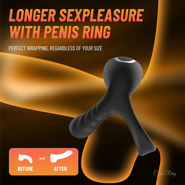 Stretchable Cock Ring Penis Trainer Vibrator with 10 Vibration Modes