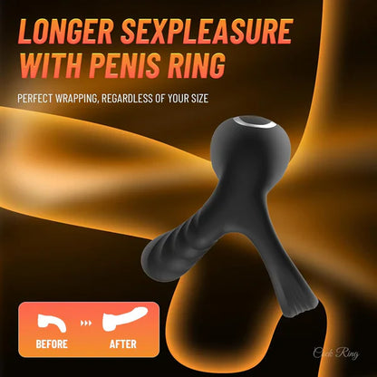 Stretchable Cock Ring Penis Trainer Vibrator with 10 Vibration Modes