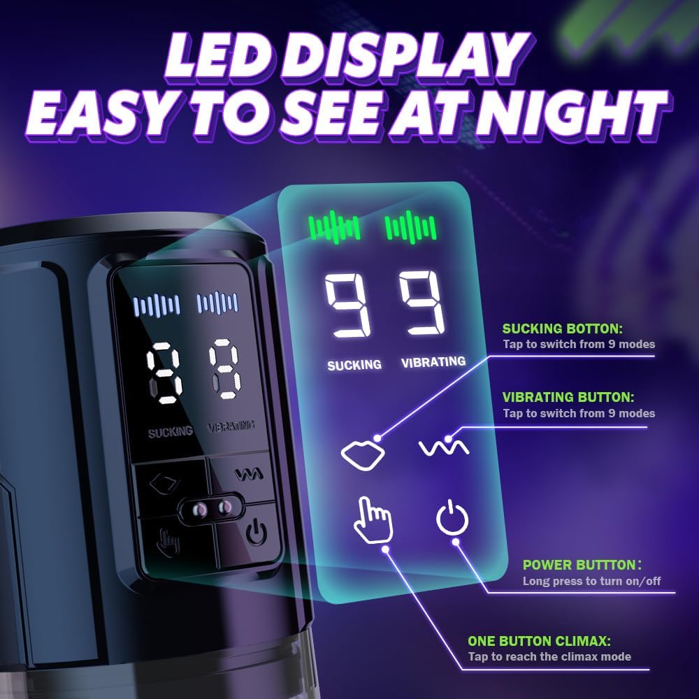 Automatic Sucking Male Masturbator Cup Blowjob with 9 Suction & 9 Vibration Modes