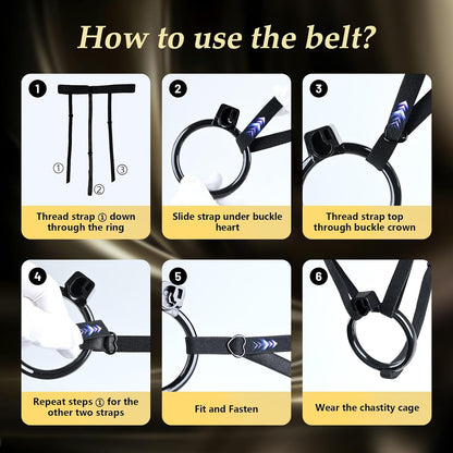 Anti-Slip Belt Flat Chastity Cock Cage Devices Penis Trainer with 6 Sizes Rings