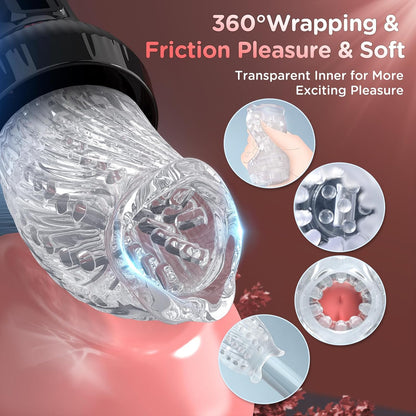 2 IN 1 Automatic Masturbator Penis Trainer with 9 Thrusting & Rotating Modes