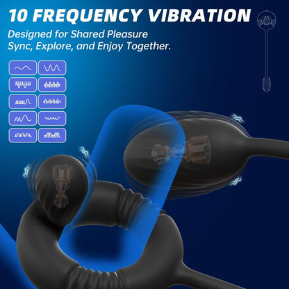 Prostate Massager Penis Trainer Cock Ring Anal Vibrator with 10 Vibrations Modes