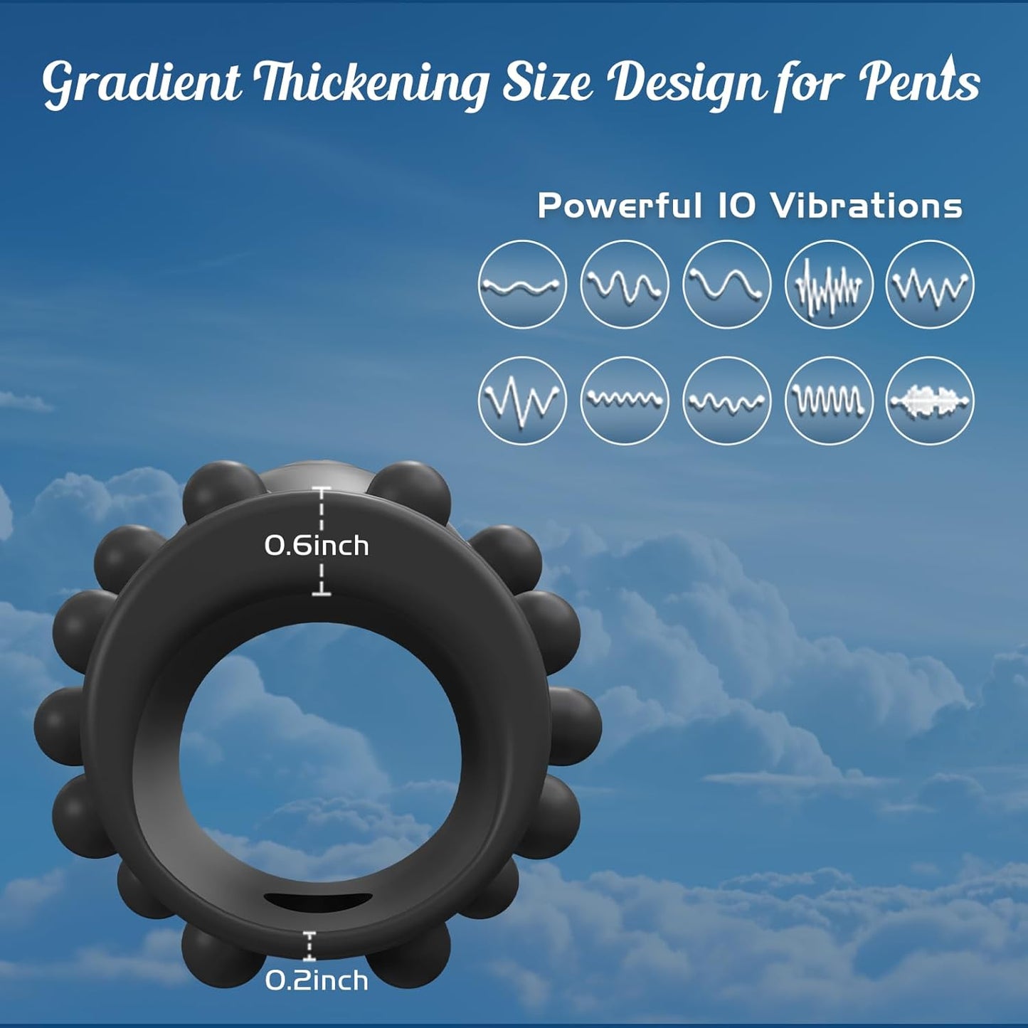 10 Powerful Vibrations 360°Soft Beads Penis Sleeve Extender Cock Ring