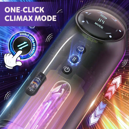 LED Display Automatic Masturbator Blowjob Machine with 4 Thrusting &4 Sucking &10 Vibrating Modes