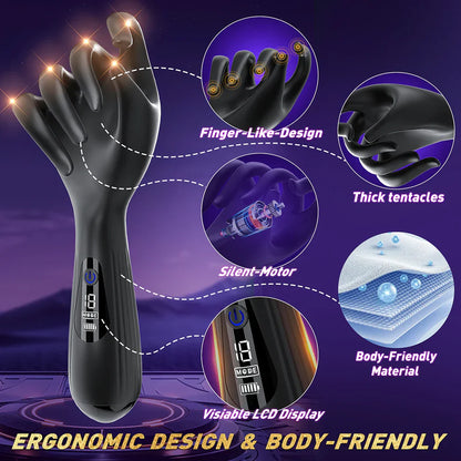 LED Display Penis Trainer Glans Vibrator Massager Masturbator with 10 Vibration Modes