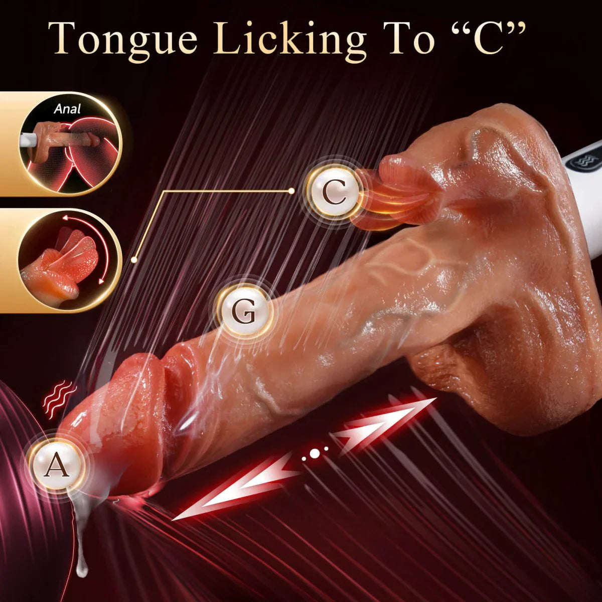 5 IN 1 Realistic Dildo Vibrator with Smart Thrusting & Vibraing & Licking & Heating Modes