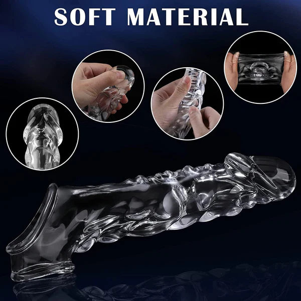 3.6 inch Clear Penis Sleeve Cock Vibrator with 10 Vibrating Modes
