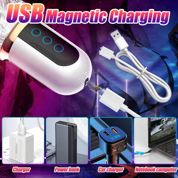 Automatic Masturbator Penis Trainer Stroker with 10 Vibrating & Thrusting & Rotating Modes