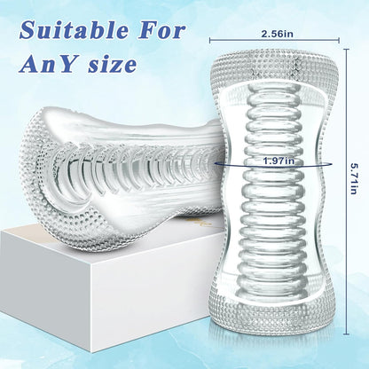 5.7” Portable Clear Stroker Deep Throat Blowjob Pocket Pussy Masturbator