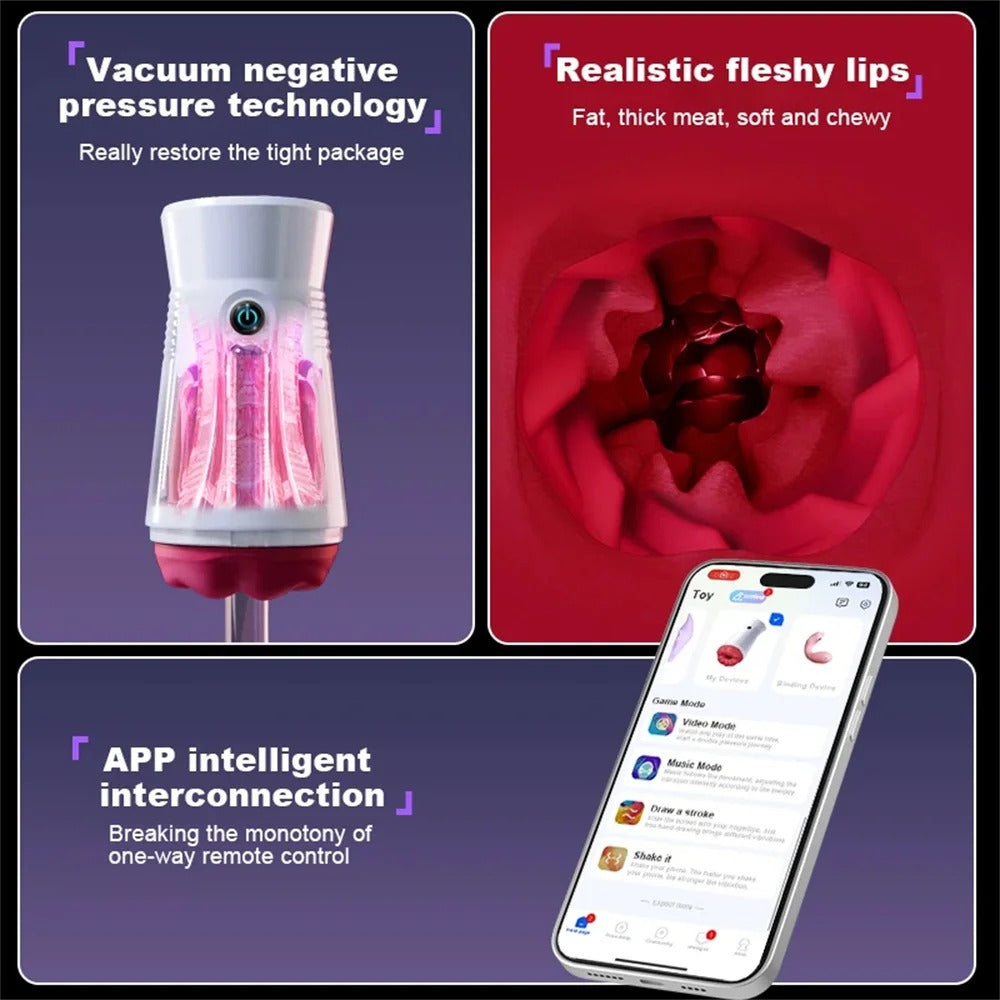 App-controlled Realistic Masturbator Blowjob Machine with 9 Vibration Modes