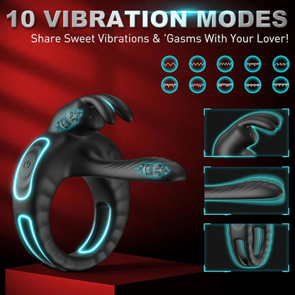 APP Controlled Penis Vibrators Cock Ring Anal Stimulator with 10 Modes