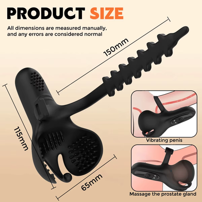 Adjustable Penetration Penis Trainer Vibrator Glans Massager with 9 Vibration Modes