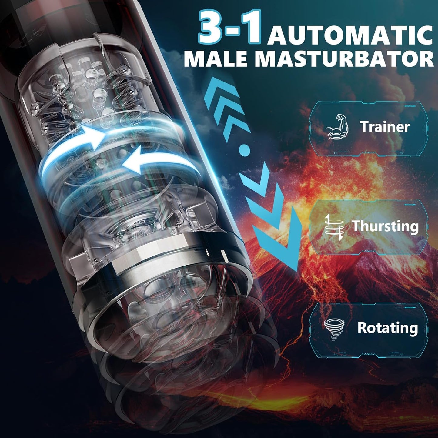 10 Vibration & 5 Thrusting Rotating Modes Automatic Electric Masturbator