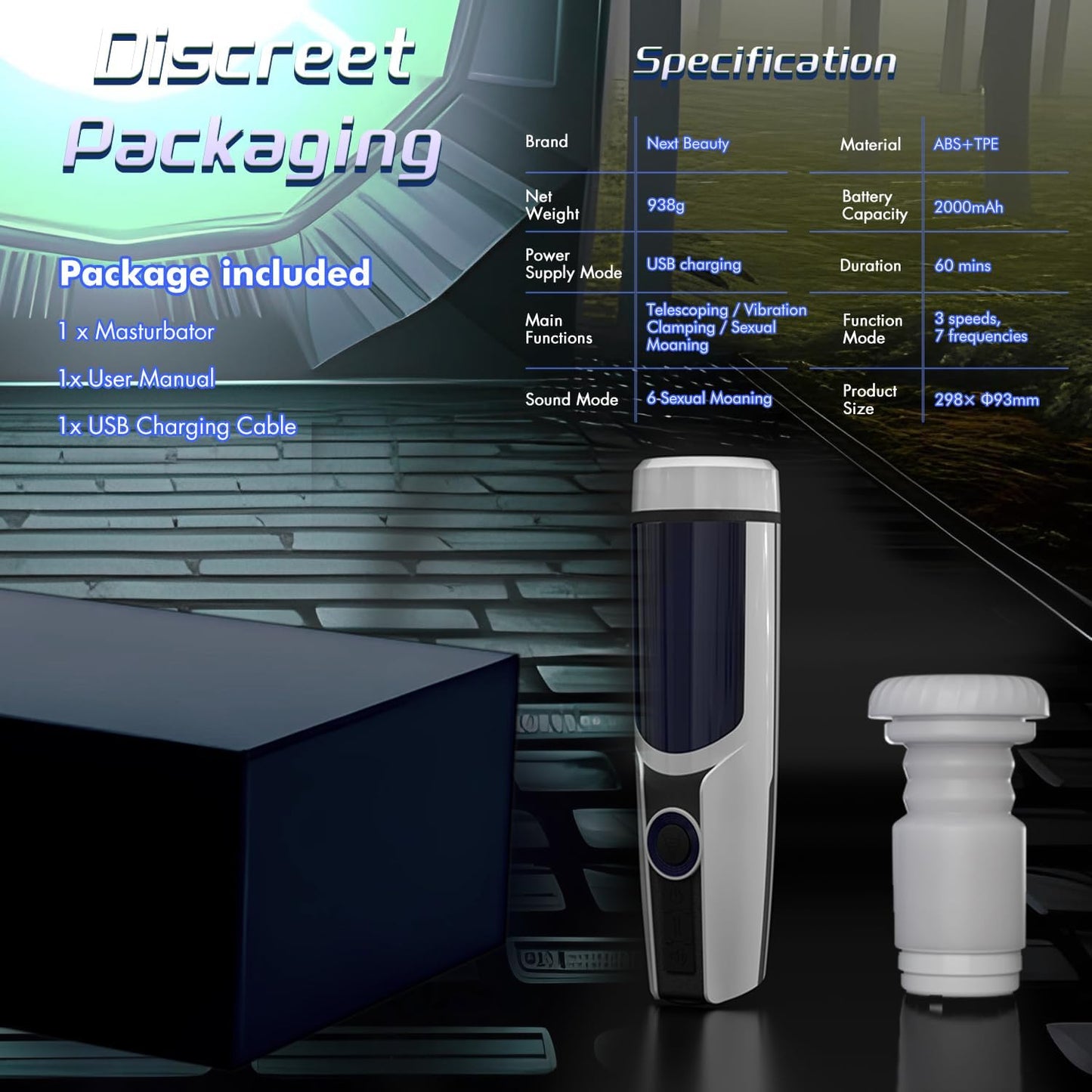 360° Wraparound-Airbags Automatic Masturbator with 7 Thrusting & Suction & Squeeze Modes