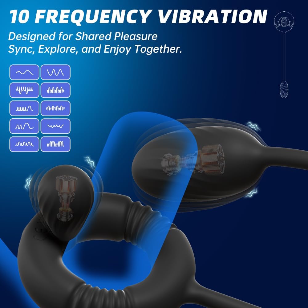 3 IN 1 Cock Ring Prostate Massager Anal Vibrator Butt Plug with  10 Vibrations Modes