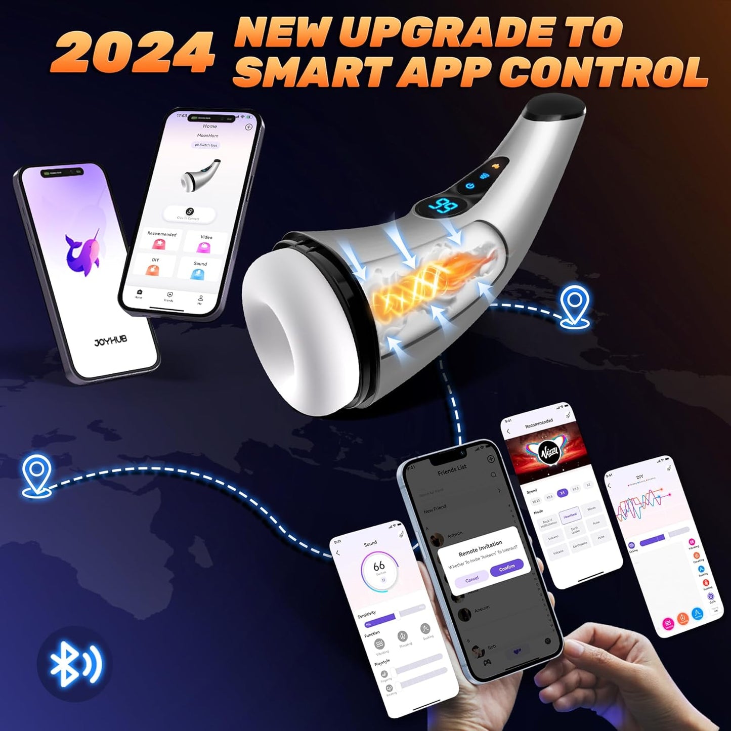 LCD Display Automatic Masturbator Blowjob with 9 Sucking & 9 Vibrating