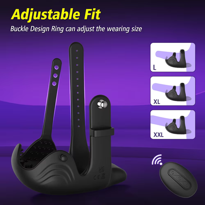 3 IN 1 Cock Ring Penis Vibrator Ball Stimulator Chastity Cage Set with 9 Vibration Modes