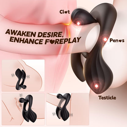 3 IN 1 Cock Ring Testicle Stimulator Penis Trainer with 3 Motors & 10 Vibrations