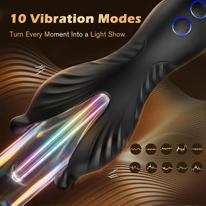 Detachable Urethral Trainer Penis Vibrator Stimulator with 7 LED Colors & 14 Lighting & 10 Vibration Modes