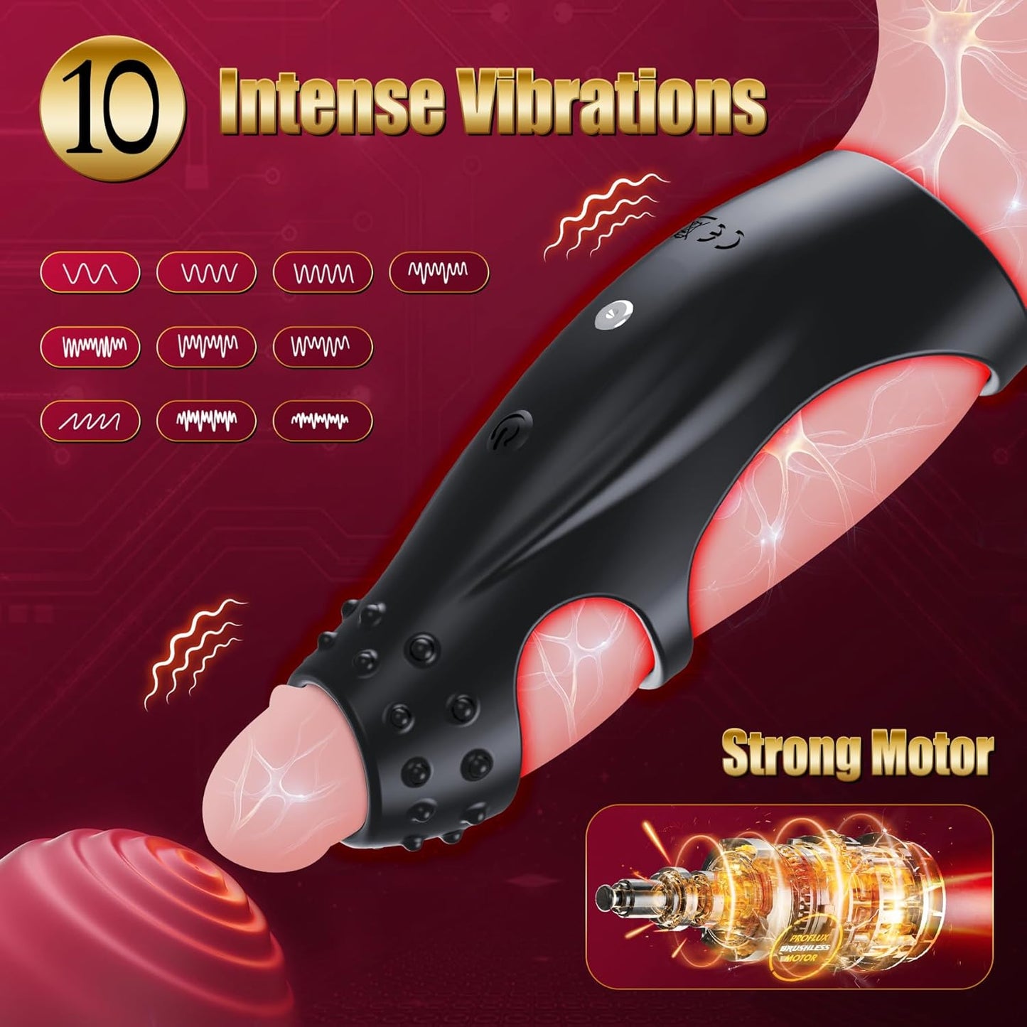 10 Vibrations Triple Penis Ring Penis Extender with G Spot Stimulation