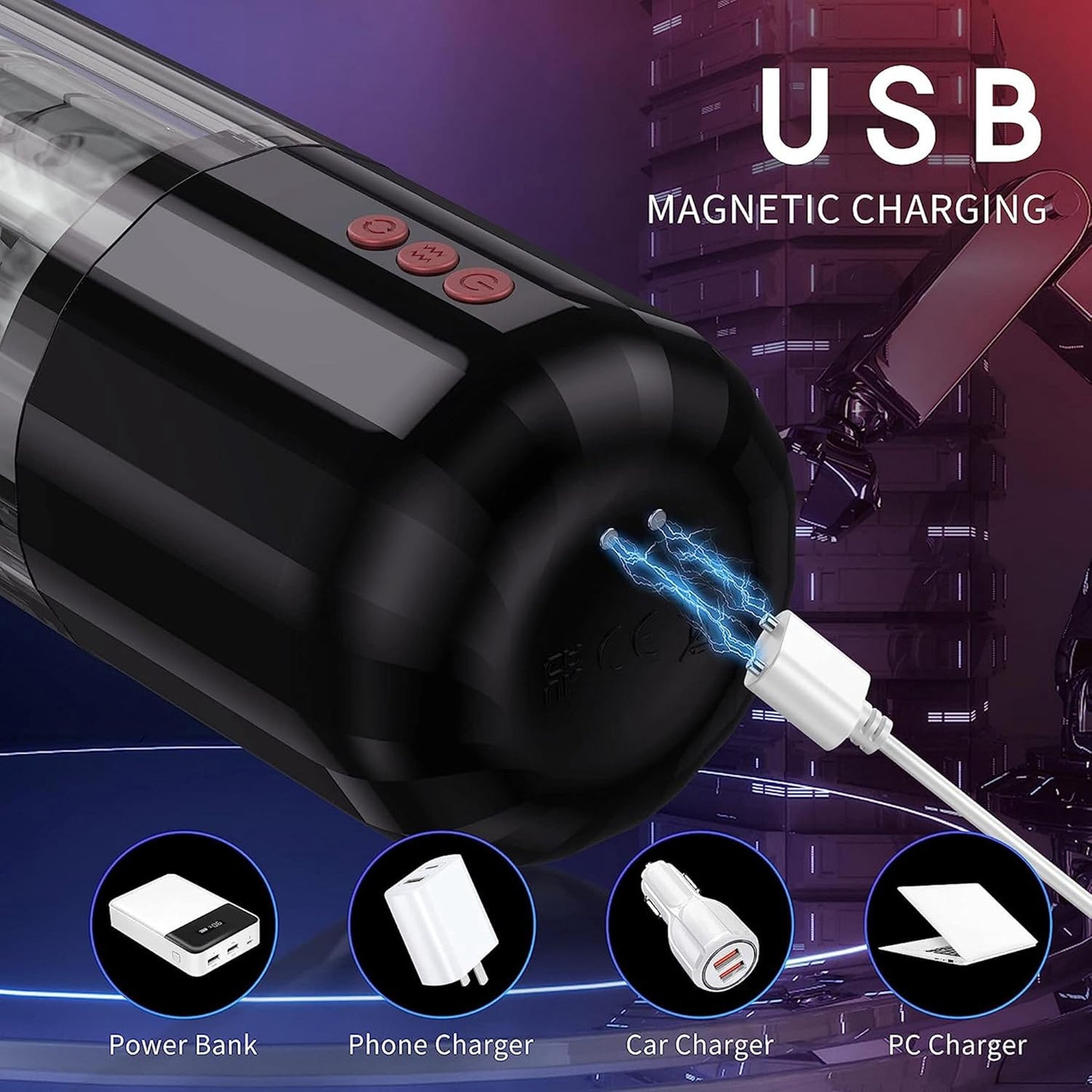 Automatic Masturbator Stroker with 5 Telescopic &  Rotation & 10 Vibration Modes