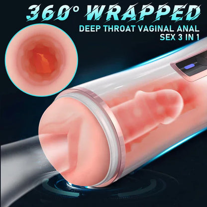 360° Warp Realistic Automatic Male Masturbator Cup with 10 Vibrating Modes