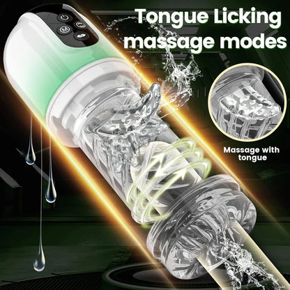 Automatic Masturbator Penis Pump with 4 Pump & 7 Rotating & 7 Licking & 7 Sucking