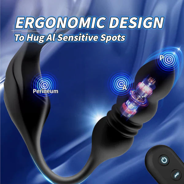 3 in 1 Anal Vibrator Prostate Massage Butt Plug with 9 Vibrating & Thrusting  Modes