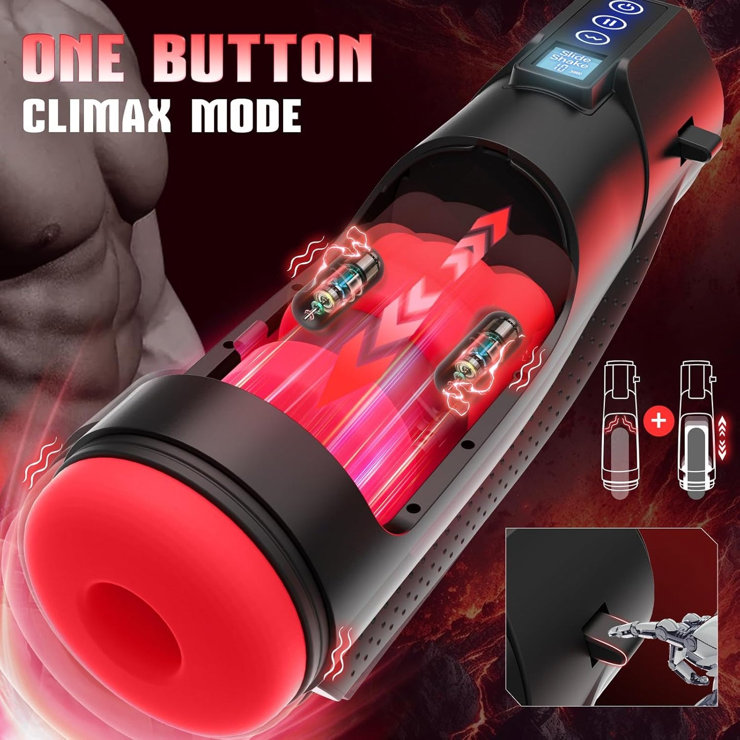 Automatic Masturbator Sex Machine Stroker with 10 Vibrating & 8 Thrusting