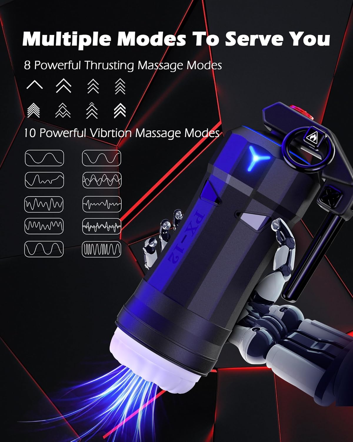 8 Thrusting Modes & 10 Vibration Modes Automatic Heating Male Masturbator